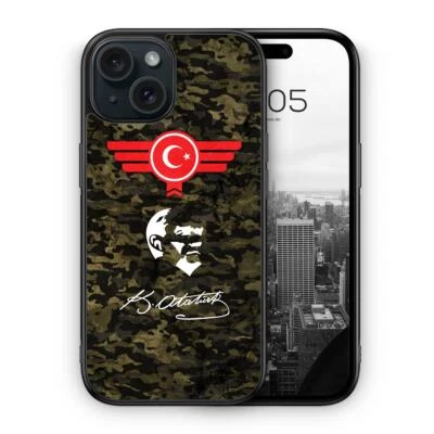 MUNIQASE Atatürk Türkiye Türkei Camouflage Silikon Hülle für z.B. iPhone 12 13 14 15 16,P