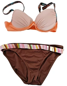 Conjunto de bikini acolchado con múltiples aros marrón medio Reino Unido sin marca - Imagen 1 de 4