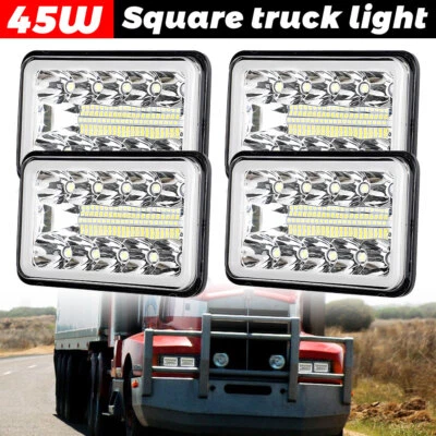 4X 4x6" LED Headlights For Kenworth T800 T400 T600A W900 Freightliner Classic XL - Image 1 of 4