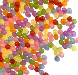 200x Frosted Transparent Multicolor 6mm Acrylic Beads for Jewellery Crafting - Picture 1 of 2