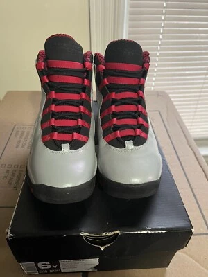 Niñas Nike Air Jordan 10 Retro X GS 487211-009 Gris Lobo Negro Rojo Legión 6.5Y Foto 1 de 4