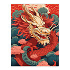 Fantasy Dragon Red Blue 2024 Chinese Year Of The Dragon Wall Art Poster Print