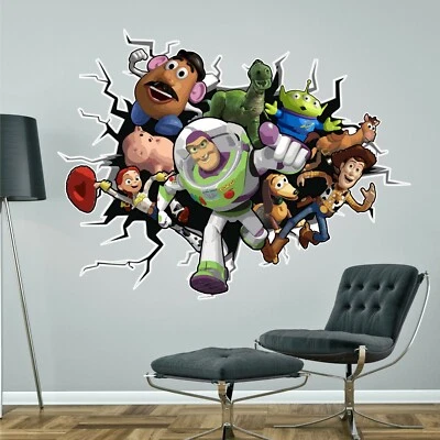 TOY STORY breaking through WALL STICKER 3D decal children's bedroom - Image 1 of 2