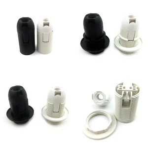 E14 Bulb Holder SES Edison Screw Lamp Base Socket Light White Black Shade Ring - Picture 1 of 15