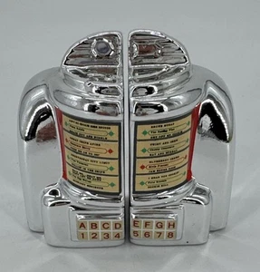 Vintage 1950's Diner Table Jukebox Salt & Pepper Shakers Chrome Look Vandor NOS - Picture 1 of 10