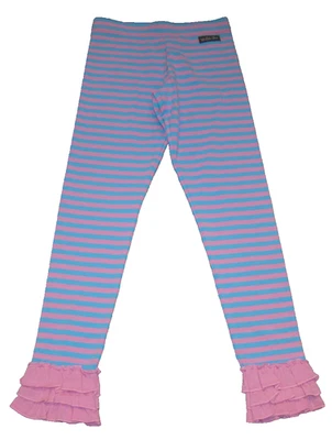 NUEVO SIN ETIQUETAS Leggings Matilda Jane Niñas Talla 10 La La Land Rosa Azul Rayas Volantes Foto 1 de 4