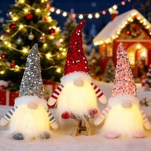 3PCS Leuchtende Weihnachtsmann Gnom Weihnachtsdekoration – Glitzerhut festliche Dekoration - Bild 1 von 9
