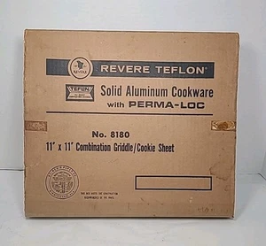 Vintage Revere Teflon 11"x 11" combinazione griglia/foglio biscotti con scatola originale - Foto 1 di 7