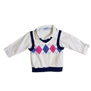 The Children's Place Argyle Suéter Chaleco Sobre Camisa Abotonada 6-9 Meses - Imagen 1 de 5