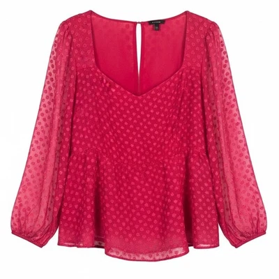 Torrid Womens 2X Romantic Coquette Babydoll Heart Clip Dot Sheer Sleeve Blouse - Image 1 of 4