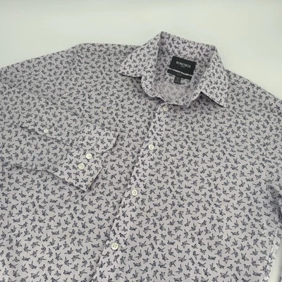 Camisa de vestir Bonobos para hombre 15.5 32 púrpura calce ajustado origami estampado por todas partes L/S usada en excelente estado Foto 1 de 4
