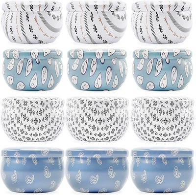 2oz Boho Metal Candle Tins 12pk, European Style Containers- Darware - Image 1 of 4