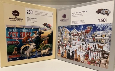 LOT 2x Wentworth OFF TO THE MARKET / PETS ON THE PORCH 250 Puzzle Dog Christmas - Image 1 of 4