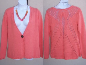 Cárdigan Suéter Soft Surroundings Melocotón Talla XL Pointelle Crochet Top - Imagen 1 de 10