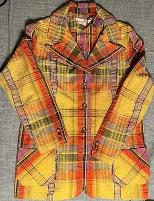 Blazer a Cuadros Funky Personal Vintage Años 70 Por Leslie Fay - Talla Grande Foto 1 de 4