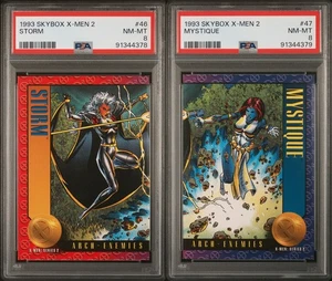 1993 X-Men Series 2 Arch Nemesis Cards #46 Storm vs. #47 Mystique (PSA 8) - Picture 1 of 5