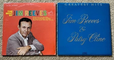 JIM REEVES / Patsy Cline - The Best of & Greatest Hits LP Lot x2 Vinyl * VG+ - Image 1 of 4