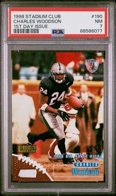 1998 Stadium Club First Day Issue #190 Charles Woodson PSA 7 NM Rookie 66/200  - Image 1 of 3