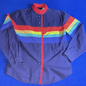 Vintage Roper Western Hemd Damen M Rot Cowboy Rodeo Azteken Color Block USA 90s - Bild 1 von 7