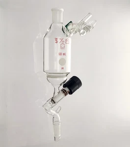 Kontes 60mL Fritted Addition Funnel, Medium Frit, 0-5mm Metering Valve, 14/20 - Picture 1 of 6