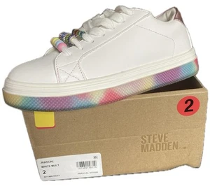 Steve Madden JRascal Rainbow soles beaded bedazzled Shoes Girls Size 2 NWB - Picture 1 of 6
