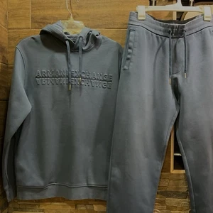AX Armani Exchange Hombres Calidad Traje de Pista Pullover Sudadera con Capucha y Pantalones Azul - Pequeño - Imagen 1 de 18