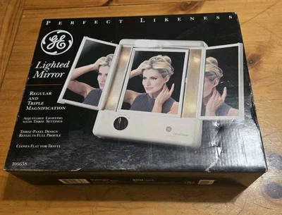 NUEVO Espejo Iluminado Vintage GE Maquillaje Triple Aumento Plegable Portátil Ajustable Foto 1 de 4
