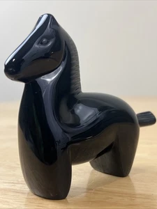 Baccarat Kristall Pferd schwarzer Hengst Figur mit signiert Frankreich - Bild 1 von 10