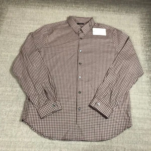 New Theory Shirt Mens Extra Large Button Up Chianti Multi Red Brown Rammy VP - Picture 1 of 12