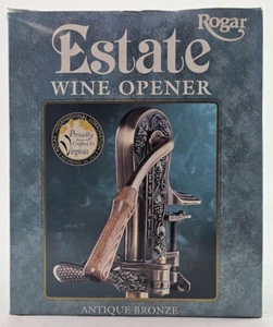 Antiguo sacacorchos de bronce abridor de vino Rogar Estate vintage, modelo 0200 nuevo abierto - Imagen 1 de 14
