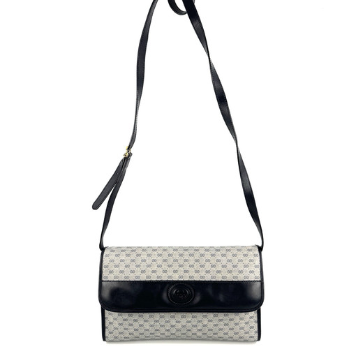 Borsa a tracolla Gucci vintage micro GG pochette tracolla grigio navy PVC autentica