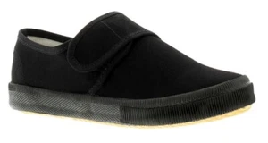 Kids PE Pumps Plimsolls Boys Girls School Shoes Hook & Loop Fasten Trainers - Picture 1 of 5