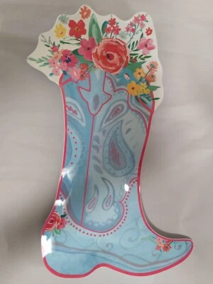 The Pioneer Woman Pink Floral Cowgirl Boot Platter Melamine Serving Tray - Image 1 of 2