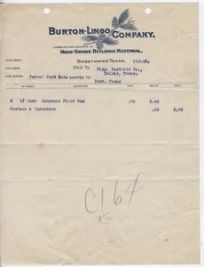1923 BRIEFKOPF SWEETWATER TEXAS, BURTON-LINGO LUMBER CO. - Bild 1 von 2