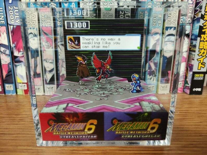 BANDAI Mega Man Bass Falzar Handmade Diorama - Gameboy / Retro Gaming Cube - Fanart