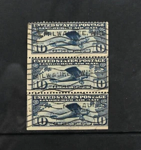 USA Scott # C10A Booklet F-VF Used Missing top 10c Air Mail Stamps US Cat $65 - Picture 1 of 2
