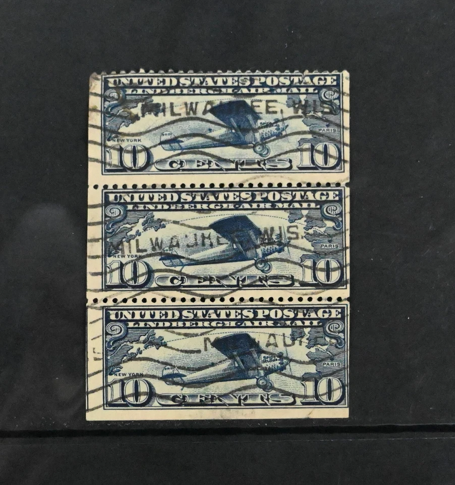 USA Scott # C10A Booklet F-VF Used Missing top 10c Air Mail Stamps US Cat $65 - Image 1 of 2