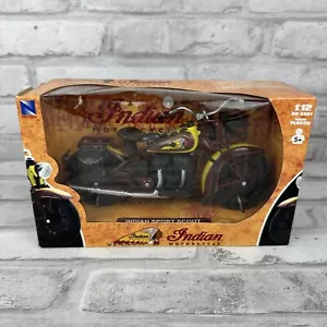 NewRay Indian 1934 Sport Scout 1:12 Die Cast Yellow Brown Motorcycle New In Box - Picture 1 of 6