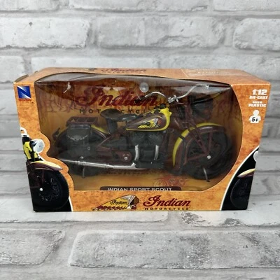 NewRay Indian 1934 Sport Scout 1:12 Die Cast Yellow Brown Motorcycle New In Box - Image 1 of 4