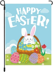 Happy Easter Day Garden House Flags Double Sided 12 X 18 Inch Easter Yard Flag B - Picture 1 of 12