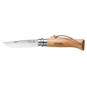 Couteau Baroudeur N°08 naturel lame 8.5 cm avec lien cuir inox 19.5x cm - Imagen 1 de 1