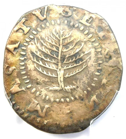 1652 Massachusetts Pine Tree Silver Shilling 1S. Certified PCGS XF Detail - Rare Cover