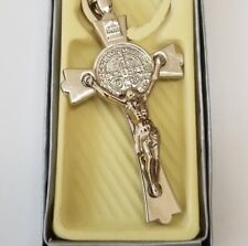 LARGE 3" CROSS JESUS RELIGIOUS pendant 925 STERLING SILVER 28" necklace men 