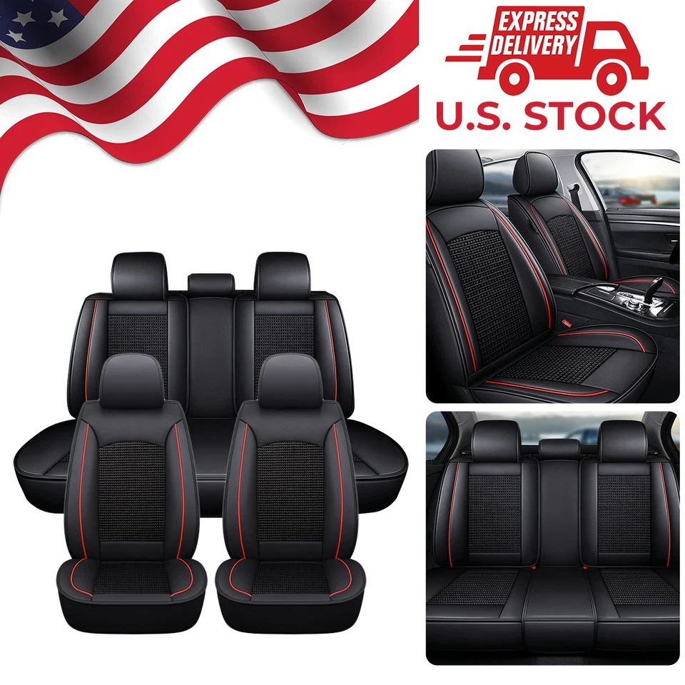 For Mitsubishi Lancer Car Full 5 Seat Cover Front Rear Leather Cushion Protector - Image 1 of 4
