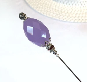HATPIN con Cristal de Lavanda PÚRPURA Claro y Estrás en Plata - 10.75" - Imagen 1 de 12