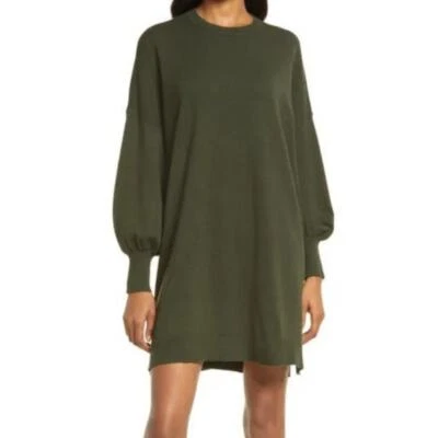 BB DAKOTA by Steve Madden Crew Neck Long Sleeve Mini Sweater Dress Small green - Image 1 of 2