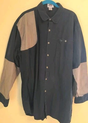 Vtg Duxbak Long Sleeve Button Shirt Men's 2XL Green Brown Hunting Shooting Nice - Image 1 of 4