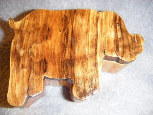 HIPPOPOTAMUS BOX SHAPED WOODEN BOX WALNUT  WOOD - Picture 1 of 6