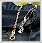 Vermeil 925 Sterling Silver Small Treble Clef Music Note Cz Pendant & Necklace
