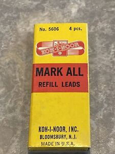 Vintage KOH-I-NOOR Mark All 3mm NOS Marking Pencil Lead Refill 4 Pack USA 5606